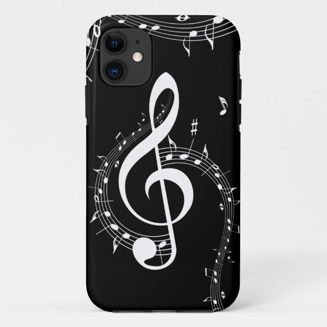 Climactic G Clef White Music on Black  Case-Mate iPhone Case (Back)