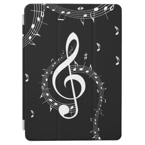 Climactic G Clef White Music on Black  iPad Air Cover