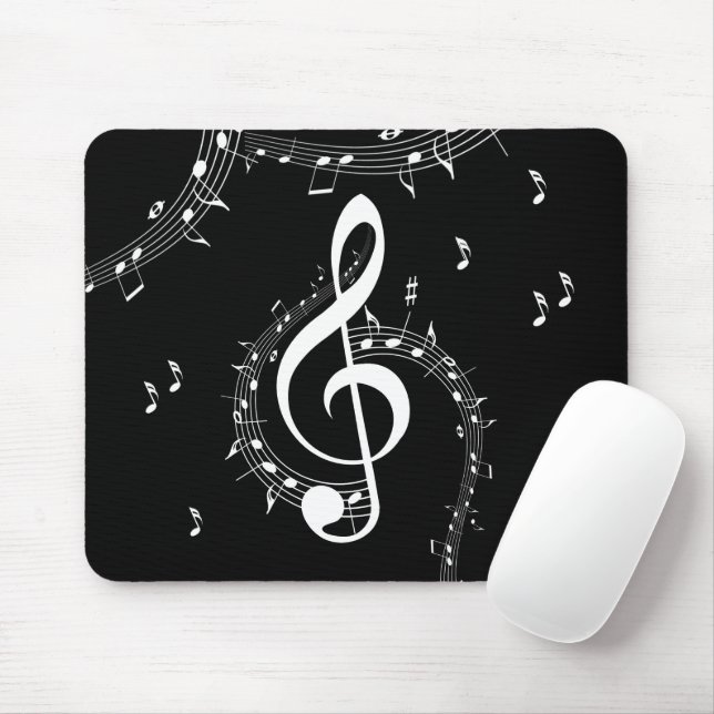 Climactic G Clef White Music on Black  Mouse Pad (With Mouse)