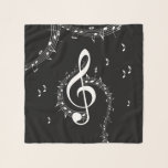 Climactic G Clef White Music on Black  Scarf<br><div class="desc">G Clef among notes of music on black. The ebony background makes the bright white notes pop. White and black music design, </div>