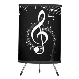 Climactic G Clef White Music on Black Tripod Lamp