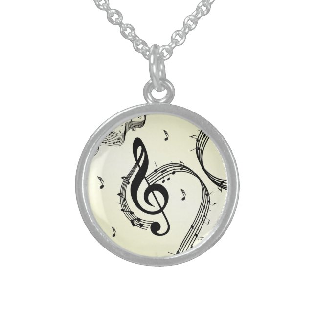 Climactic G Clef Yellow Sterling Silver Necklace (Front)