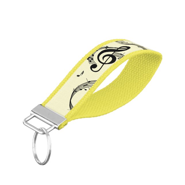 Climactic G Clef Yellow Wrist Keychain (Angled Down)