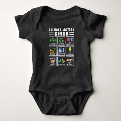 Climate Action Bingo   Earth Day Climate Change Baby Bodysuit