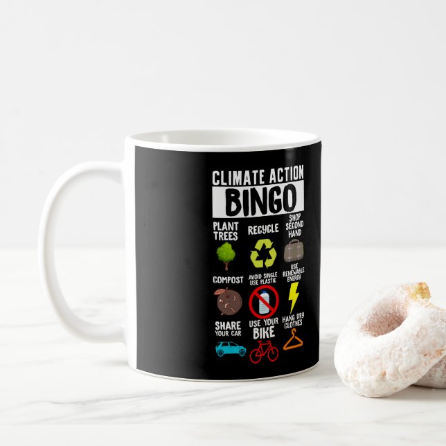 Climate Action Bingo  Earth Day Climate Change Coffee Mug (With Donut)