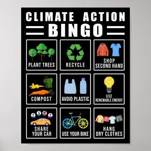 Climate Action Bingo   Earth Day Climate Change Poster