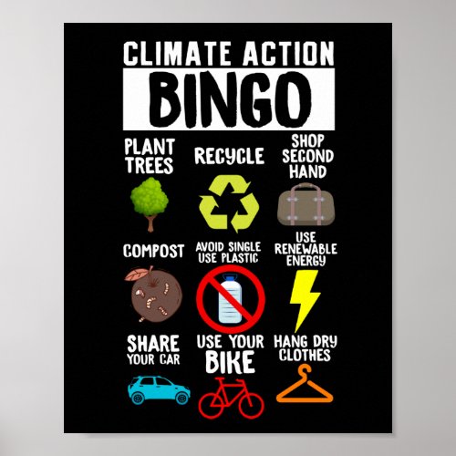 Climate Action Bingo  Earth Day Climate Change Poster