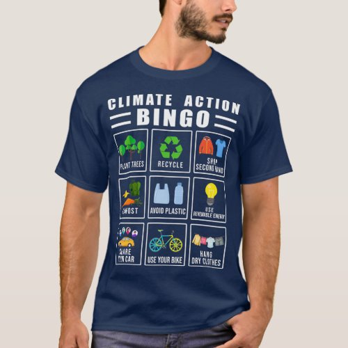 Climate Action Bingo Earth Day Climate Change T_Shirt