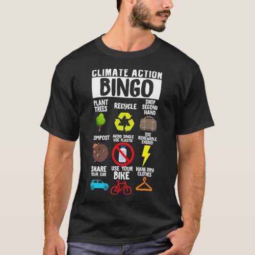 Climate Action Bingo Earth Day Climate Change T_Shirt