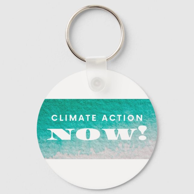 Climate Action Now Environmental Activism Keychain (Front)