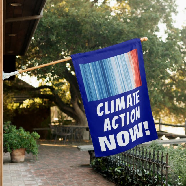 Climate Action NOW! Global Warming Save the Earth House Flag (In SItu)