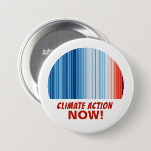 Climate Action Now! Global Warming Stripes Large Button