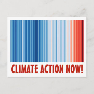 Climate Action Now! Global Warming Stripes Postcard