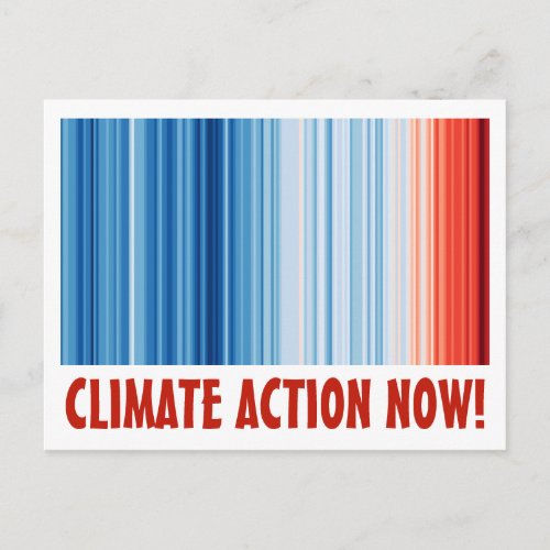 Climate Action Now Global Warming Stripes Postcard