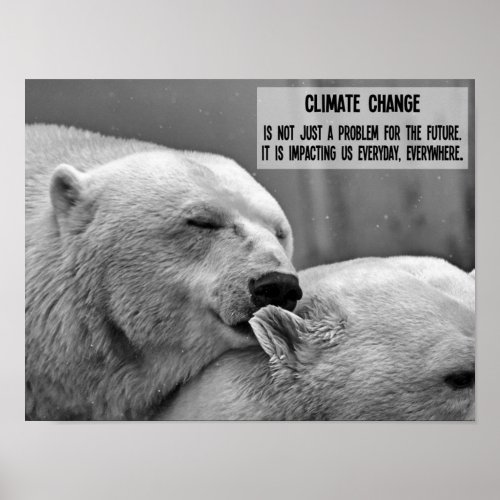 Climate change black and white with polar bears poster