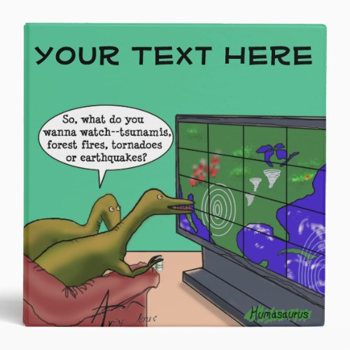 Climate Change Dinosaurs Parody Cartoon 3 Ring Binder