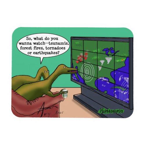 Climate Change Dinosaurs Parody Cartoon Magnet