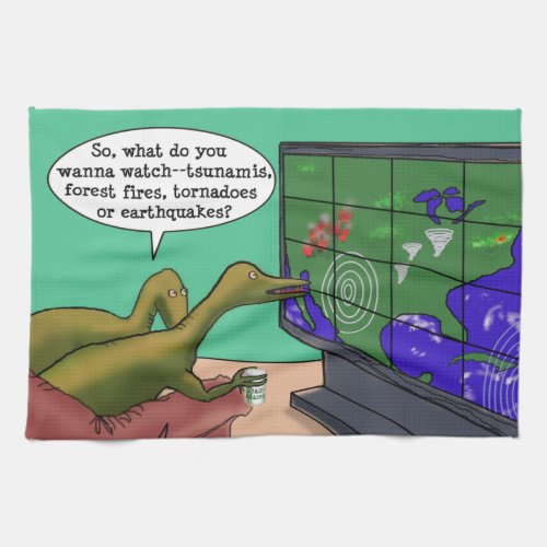Climate Change Dinosaurs Parody Cartoon Towel