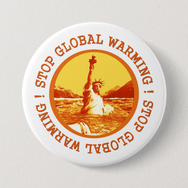 Climate Change Global Warming Button (Front)