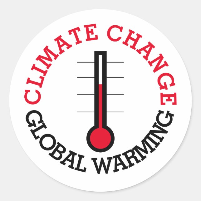 Climate Change Global Warming temperature meter Classic Round Sticker (Front)