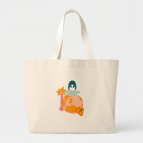 Climate Change Is A Hot Topic Penguin sweat Large Tote Bag
