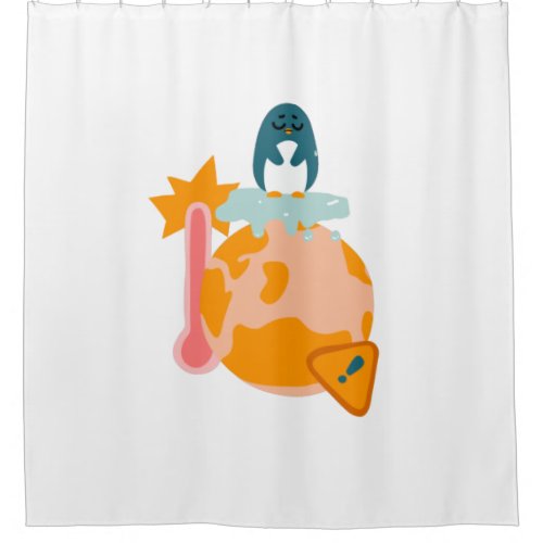 Climate Change Is A Hot Topic Penguin sweat Shower Curtain