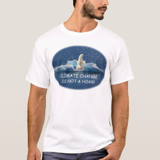 CLIMATE CHANGE IS NOT A HOAX Polar Bear on Iceberg T-Shirt