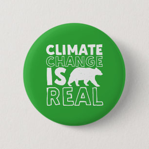 Climate Change Is Real Global Warming Polar Bear Button