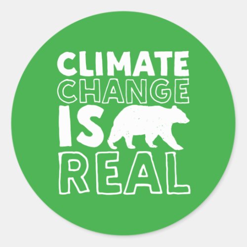 Climate Change Is Real Global Warming Polar Bear Classic Round Sticker