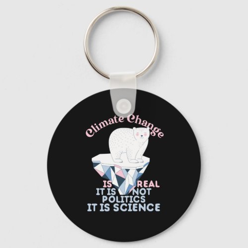 Climate Change Is Real Global Warming Polar Bear Keychain