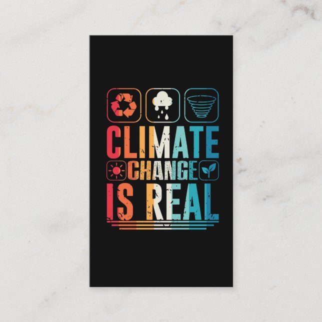Climate Change is Real - Global Warming Prevention Business Card (Front)