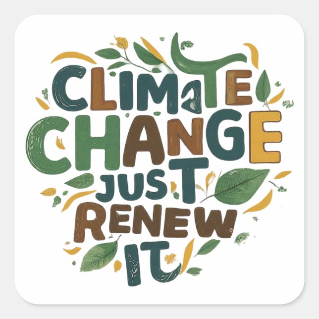 Climate change Just renew it Square Sticker (Front)
