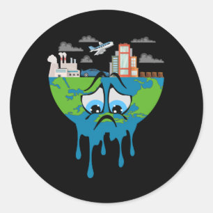 Climate Change Planet Future Earth CO2 Gift Idea Classic Round Sticker