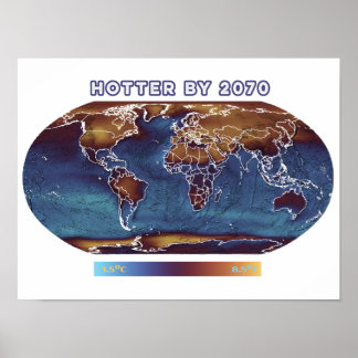 Climate Change Temperatures Map Poster