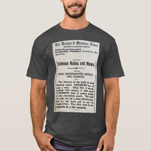 Climate Change Vintage 1912 Newspaper Global Warmi T_Shirt