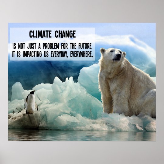 Climate change with penguin and polar bear poster | Zazzle.com