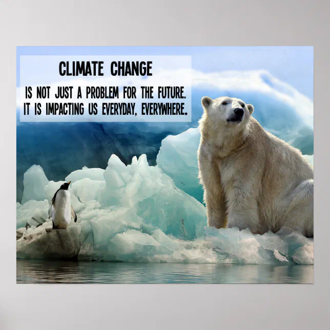 Climate change with penguin and polar bear poster | Zazzle