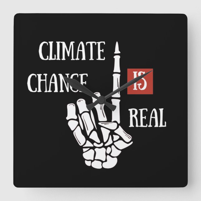 Climate chenge is real environmental awarness square wall clock (Front)