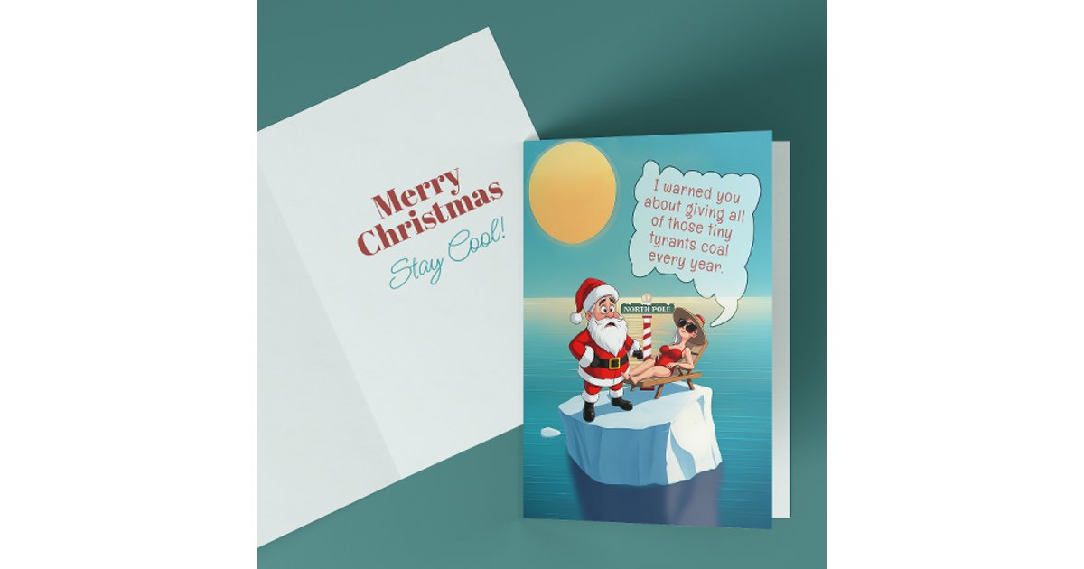 Climate Crisis at North Pole Funny Christmas Card | Zazzle