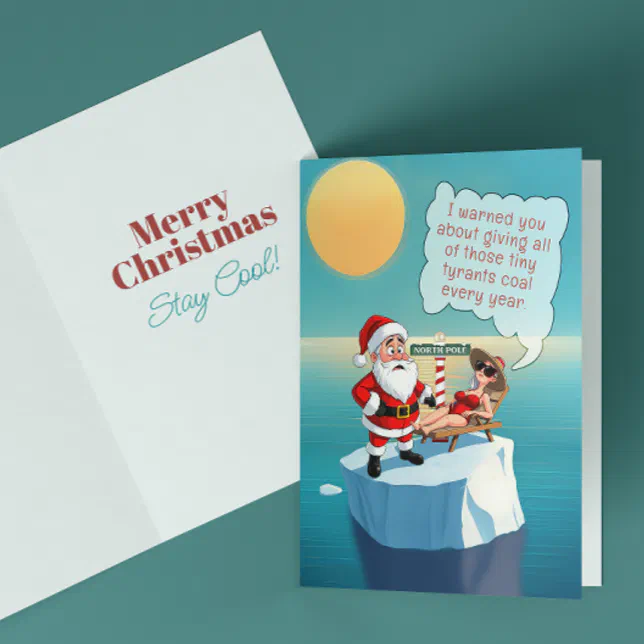 Climate Crisis at North Pole Funny Christmas Card | Zazzle