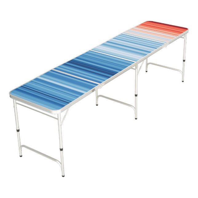 Climate Stripes : Play for a Warming World COP30 Beer Pong Table (Angled)