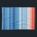 Climate Stripes Tea Towel<br><div class="desc">Start a conversation about climate change.
Global temperatures have risen by over 1°C since the industrial revolution. These stripes represent global average temperature in each year from 1850 to 2018, clearly illustrating the warming planet as the colours change from cool blue to warm red.</div>