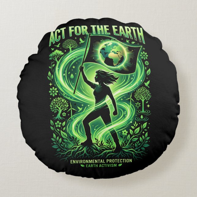 Climate Warrior Round Pillow (Front)