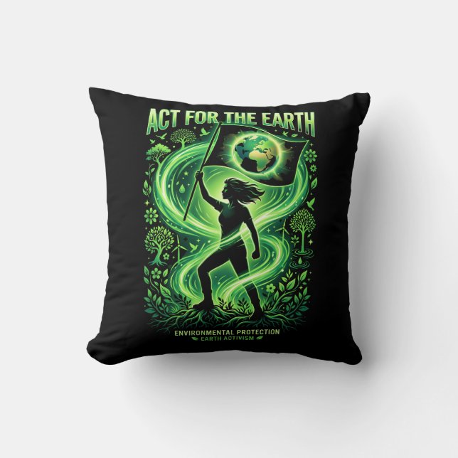 Climate Warrior Throw Pillow (Front)