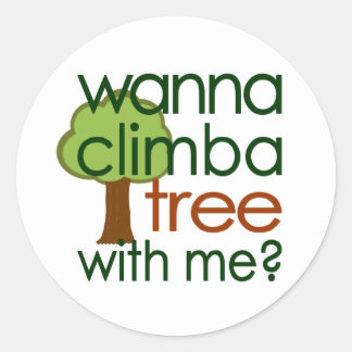 Climb a tree classic round sticker