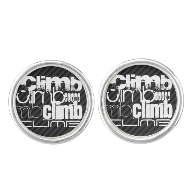 Climb; Black & Dark Gray Stripes Cufflinks (Front)
