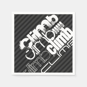 Climb; Black & Dark Gray Stripes Paper Napkins