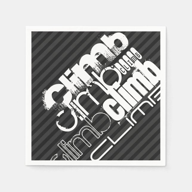 Climb; Black & Dark Gray Stripes Paper Napkins (Front)