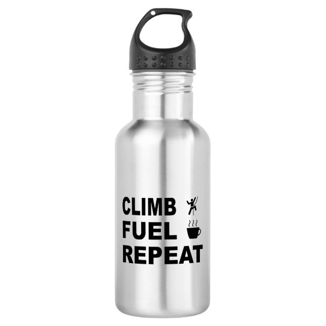 Climb, Fuel, Repeat Stainless Steel Water Bottle (Front)