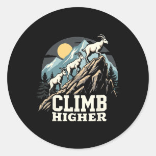Climb Higher Mountain Goat Adventure Motivational Classic Round Sticker